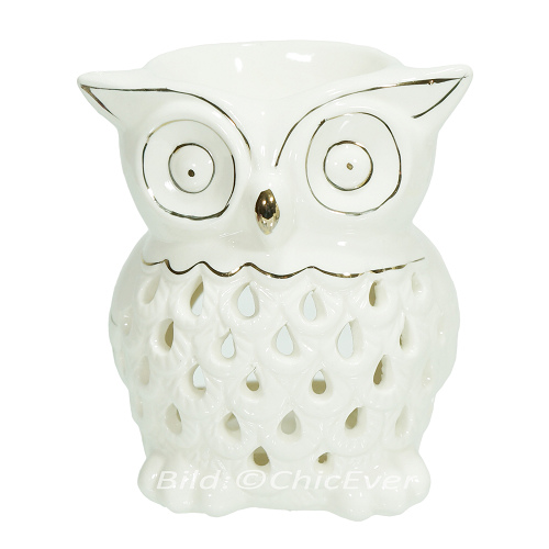 2x Duftlampen Eulen Keramik Aromalampen Duftstövchen Eule weiss 4175